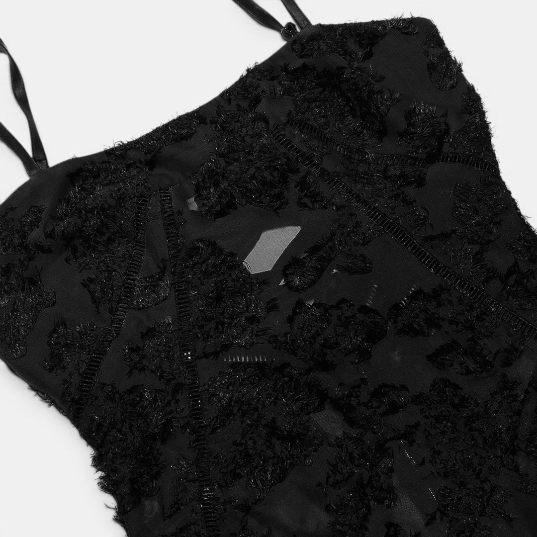 Vestido Largo Fiesta Negro Transparencias