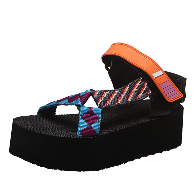 Sandalias de plataforma con tiras tejidas para mujer - Nadia