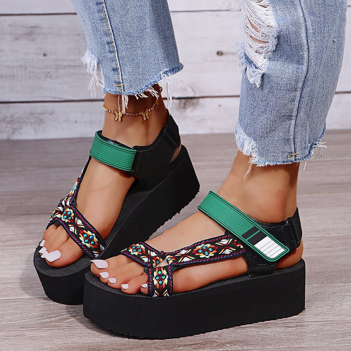 Sandalias de plataforma con tiras tejidas para mujer - Nadia