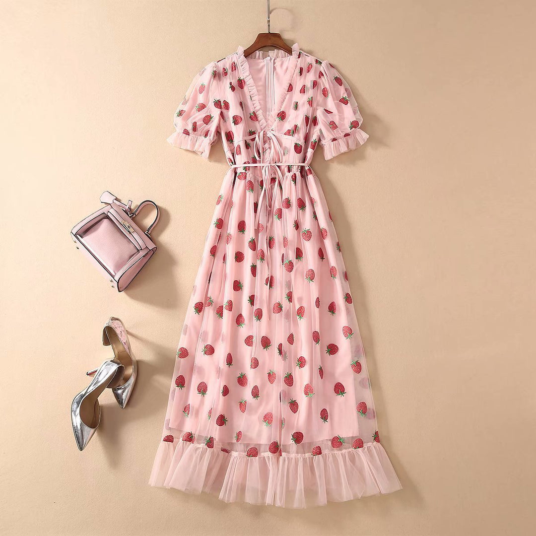 Vestido de tejido tul bordado para mujer - Eda