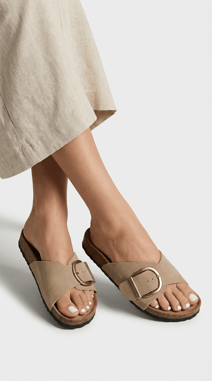 Sandalias deslizantes con hebilla