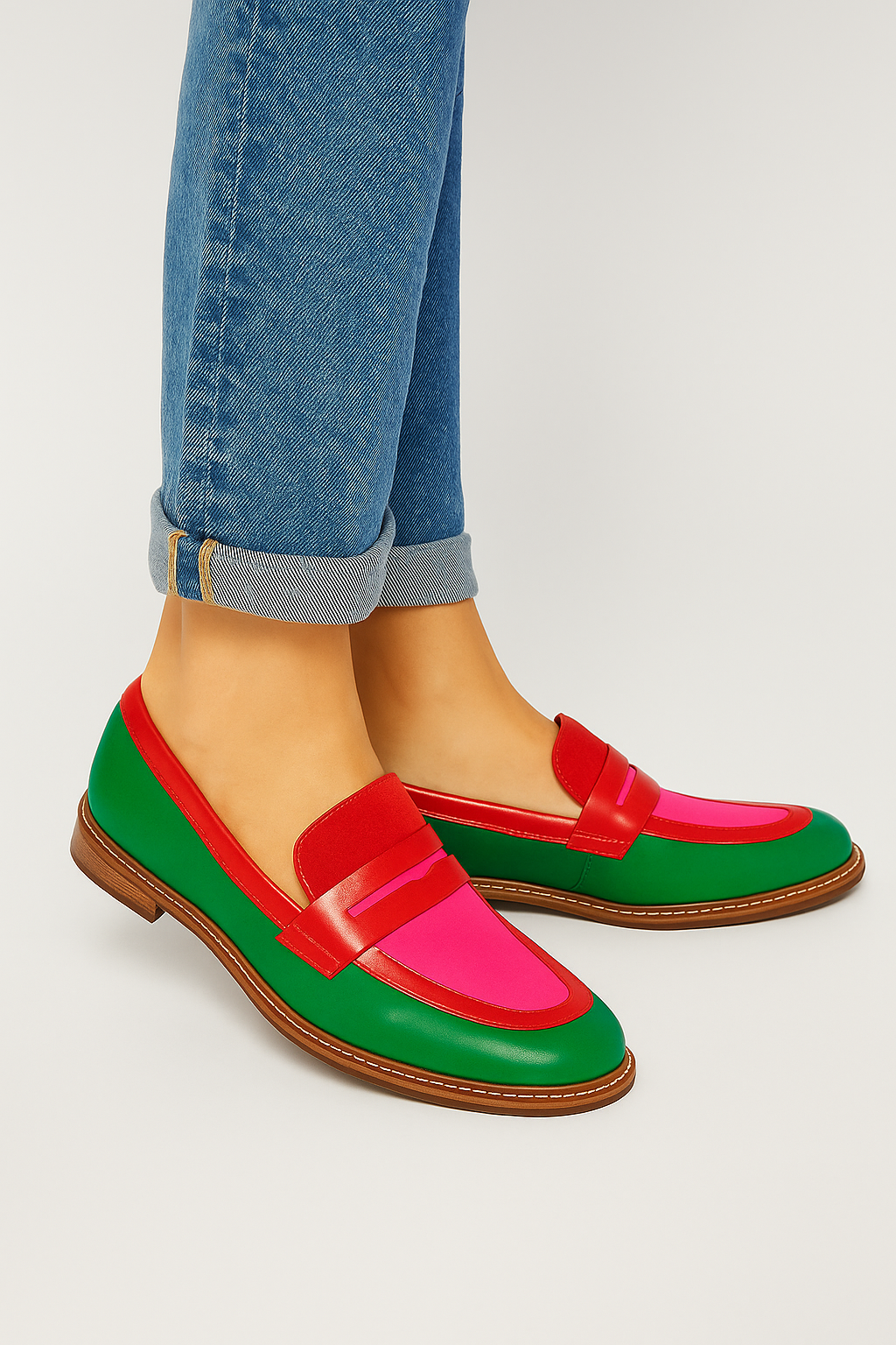 Zapatos loafers combinado en colores vivos para mujer - Nadine