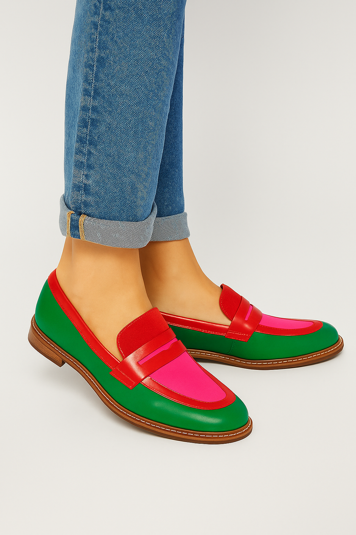 Zapatos loafers combinado en colores vivos para mujer - Nadine