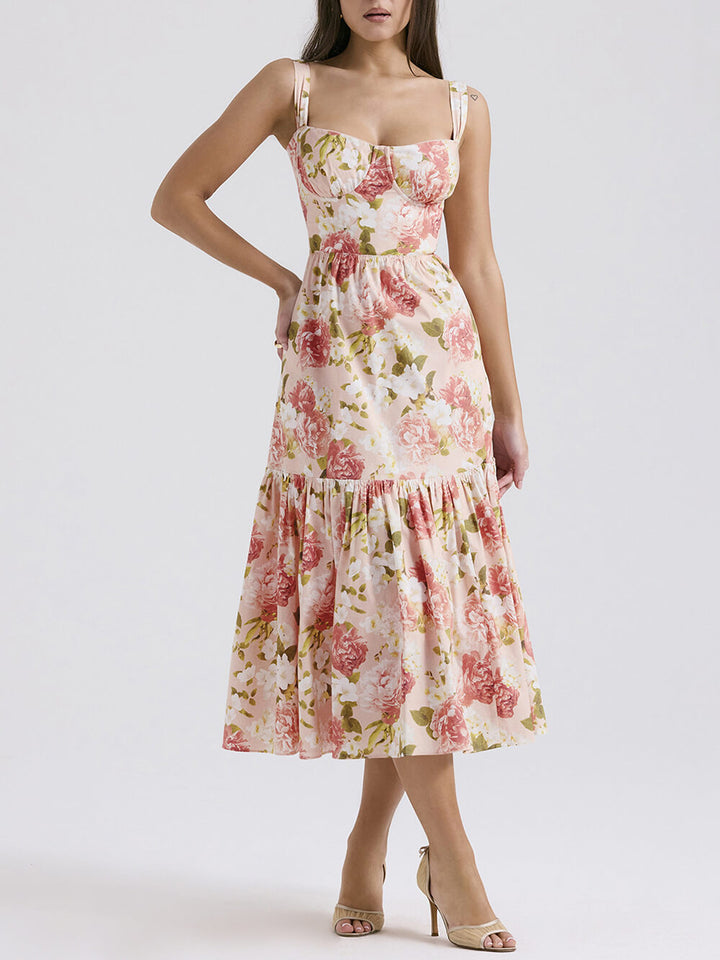 Fryda - Suave vestido floral halter midi
