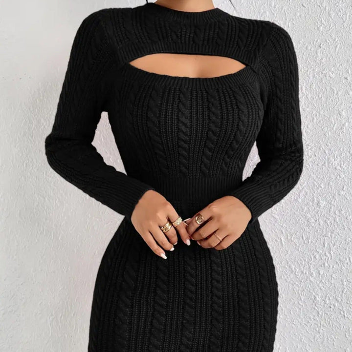 Vestido corto mujer punto trenzado estilo ajustado - Noelia