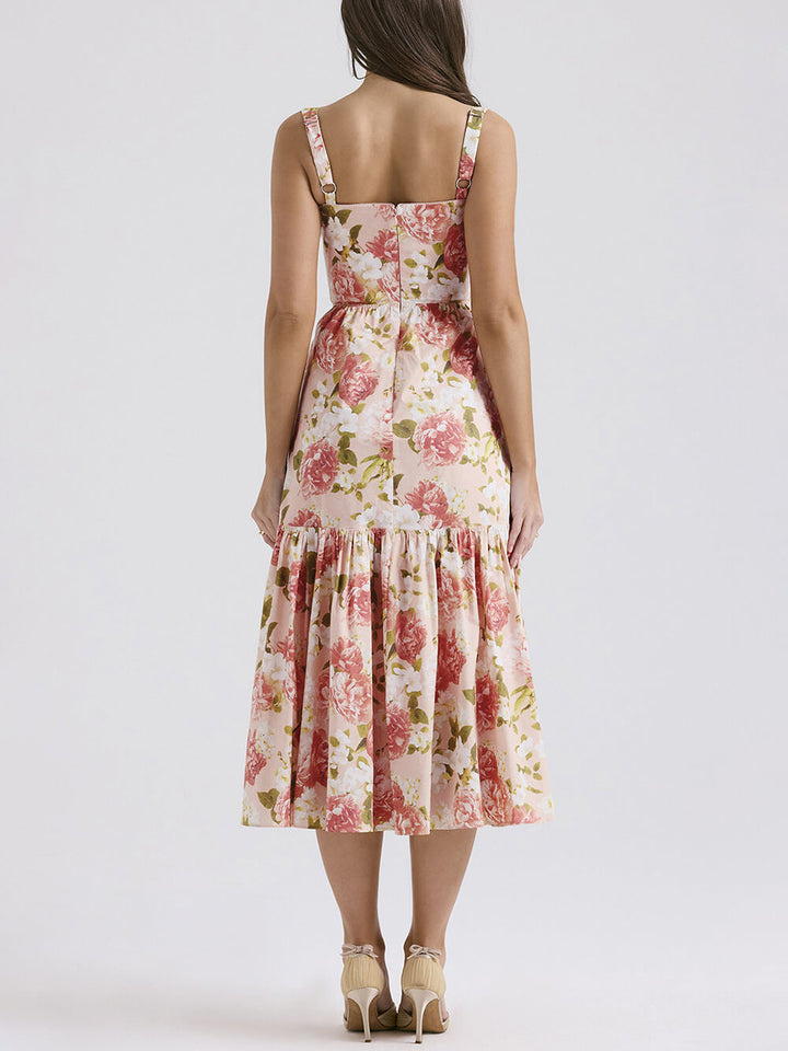 Fryda - Suave vestido floral halter midi