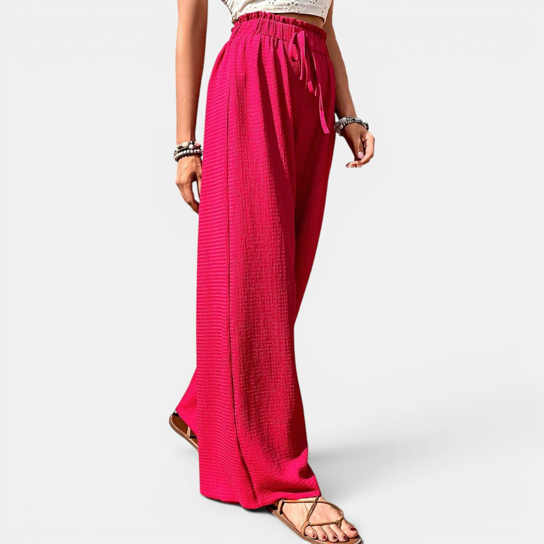 Pantalón Mujer Pierna Ancha Cuadros