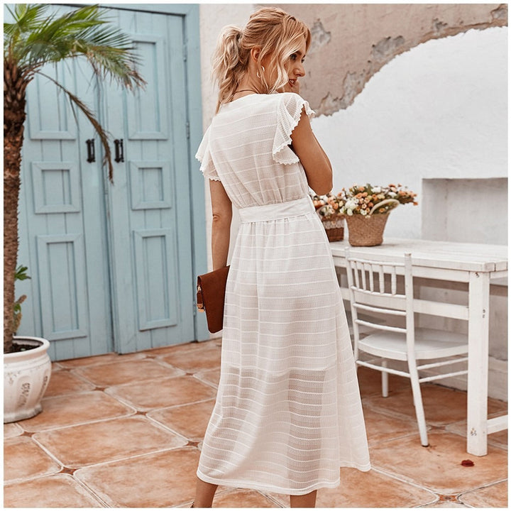 Vestido midi para mujer con gasa texturizada estilo romántico - Juliette