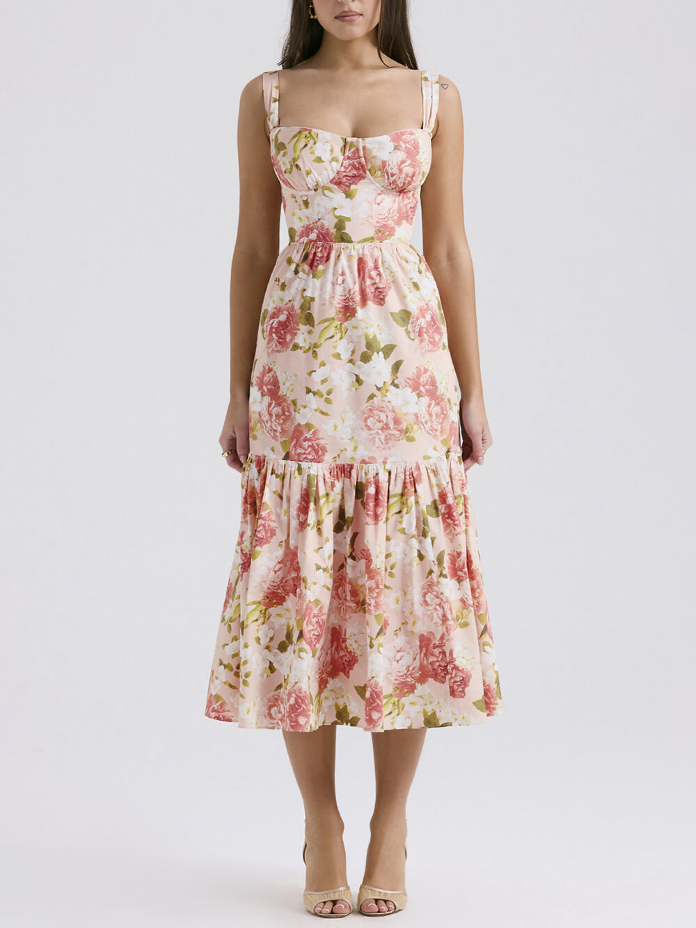 Fryda - Suave vestido floral halter midi