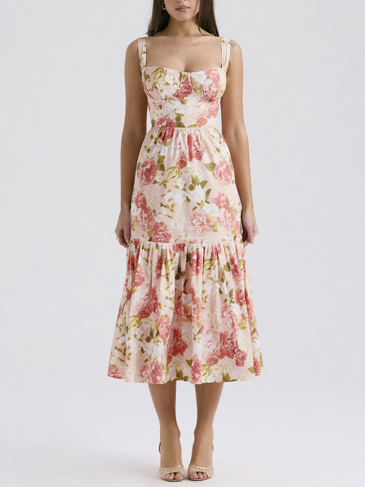 Fryda - Suave vestido floral halter midi