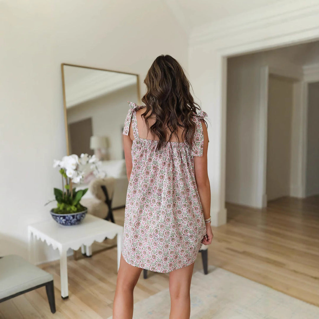Vestido corto estampado con lazos de verano para mujer - Lany