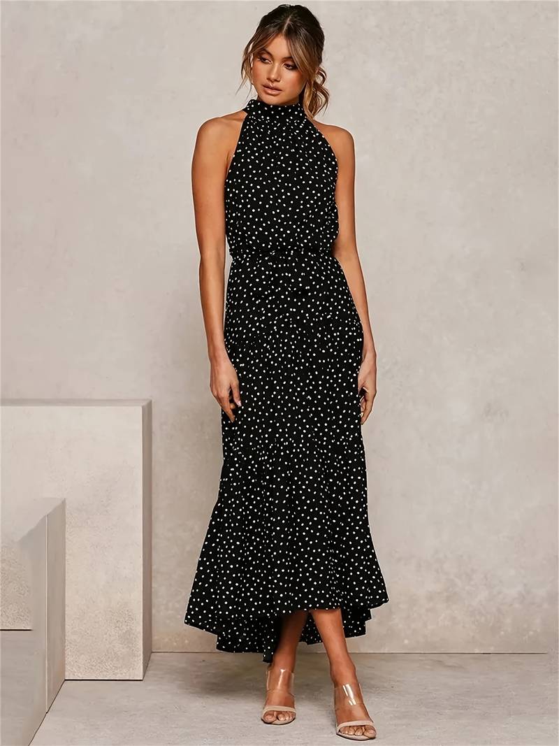 Cerelia - Vestido sin mangas con escote joya y lunares