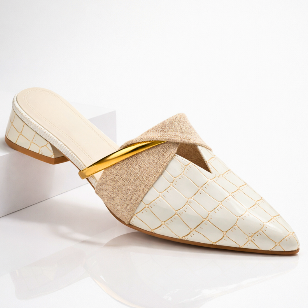 Zuecos de punta para mujer diseño elegante con detalle metálico - Elvoria