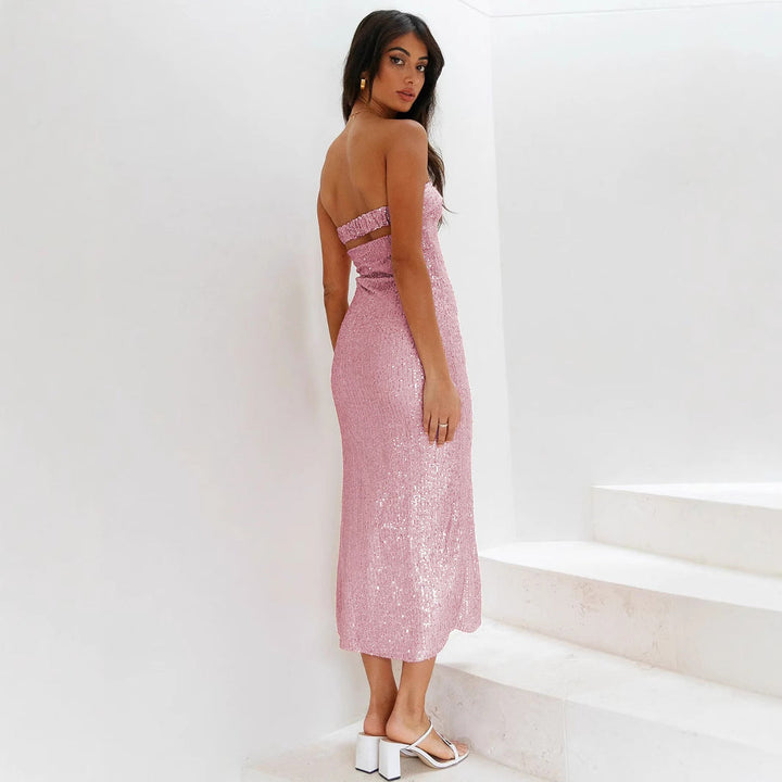 Vestido sin tirantes para mujer efecto lentejuelas - Rylena