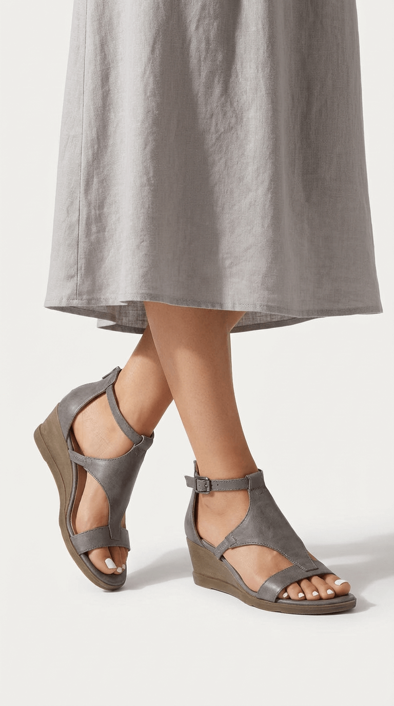 Sandalias de cuña con tiras