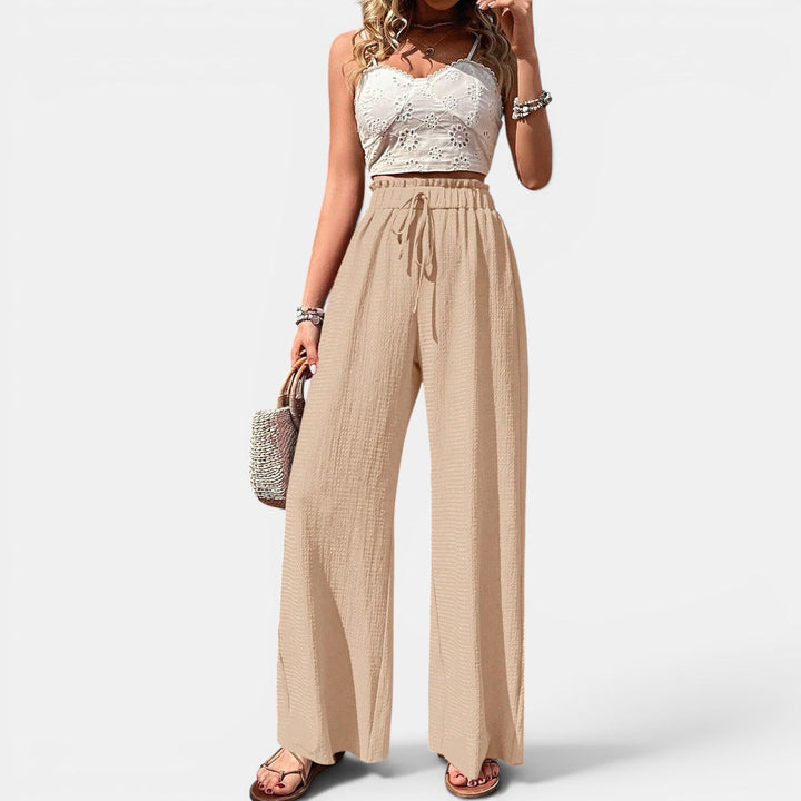 Pantalón Mujer Pierna Ancha Cuadros