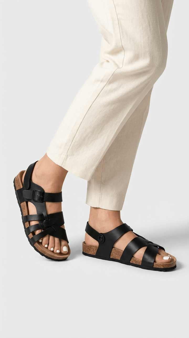 Sandalias con hebilla y tiras