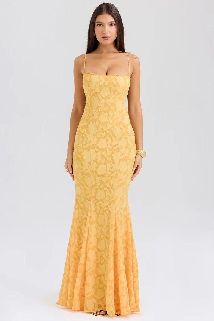 Vestido largo mujer tirantes encaje efecto sirena elegante - Aurélie