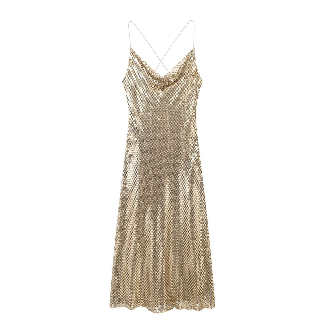 Vestido de lentejuelas para mujer de caída ligera - Mirelan
