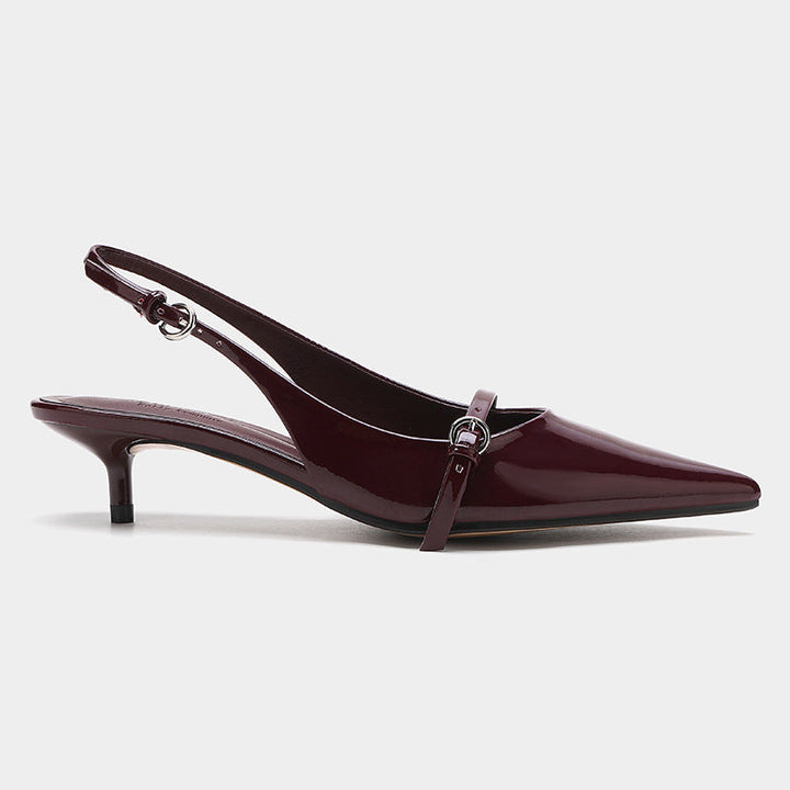 Zapatillas de mujer destalonadas con punta afilada y tira con herraje - Solène