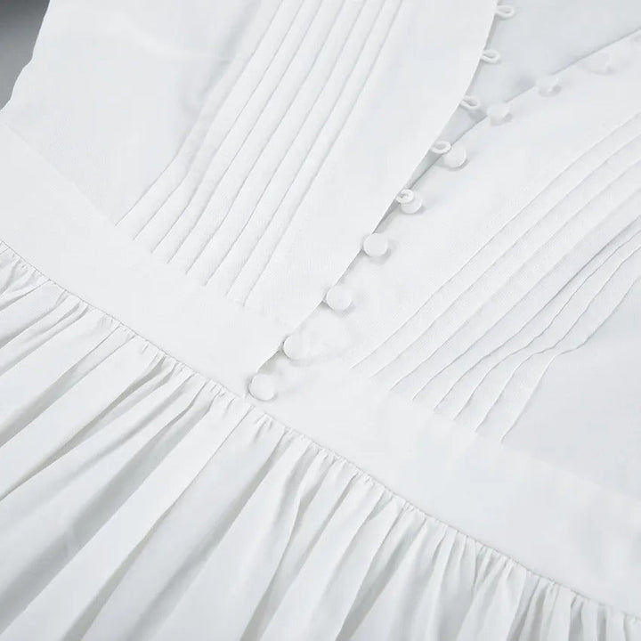 Vestido corto para mujer botones decorativos estilo evasé - Mirella