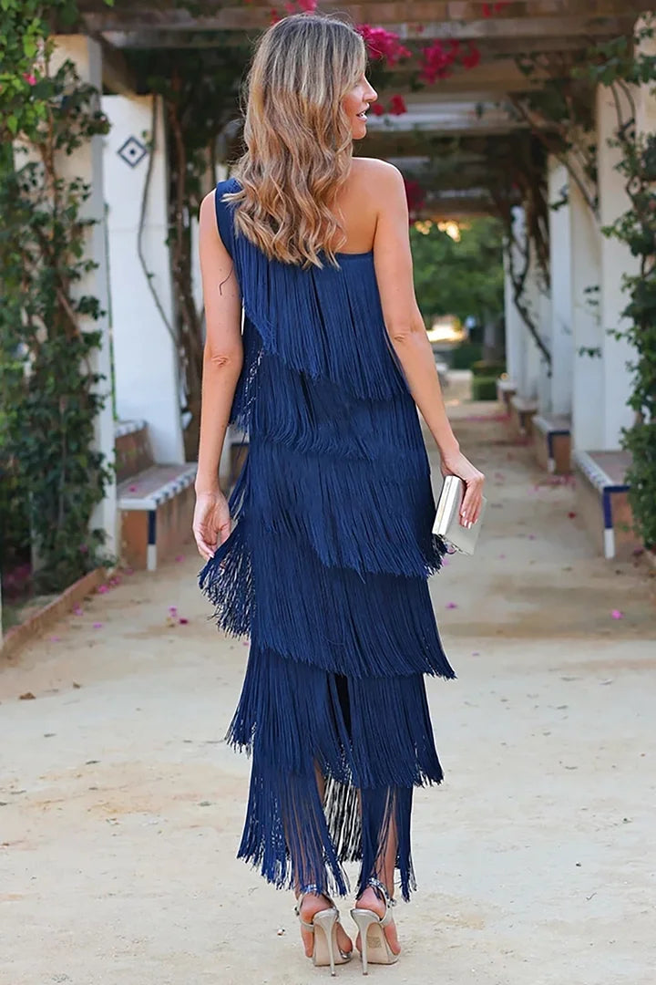 Vestido multicapa con borlas para mujer - Eliza