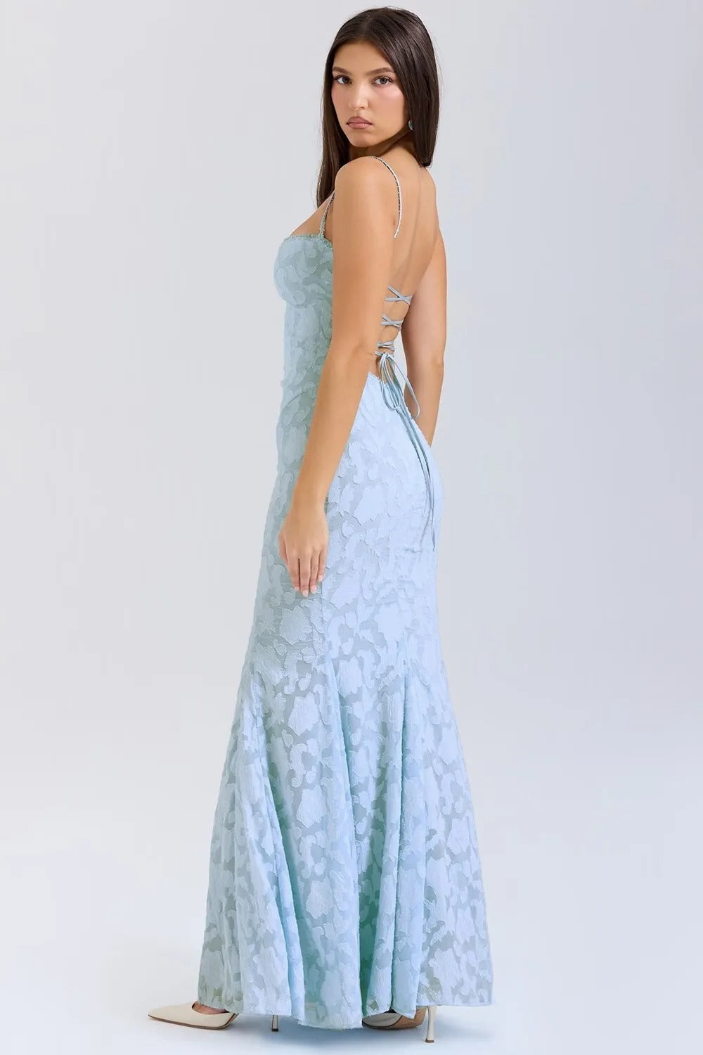 Vestido largo mujer tirantes encaje efecto sirena elegante - Aurélie
