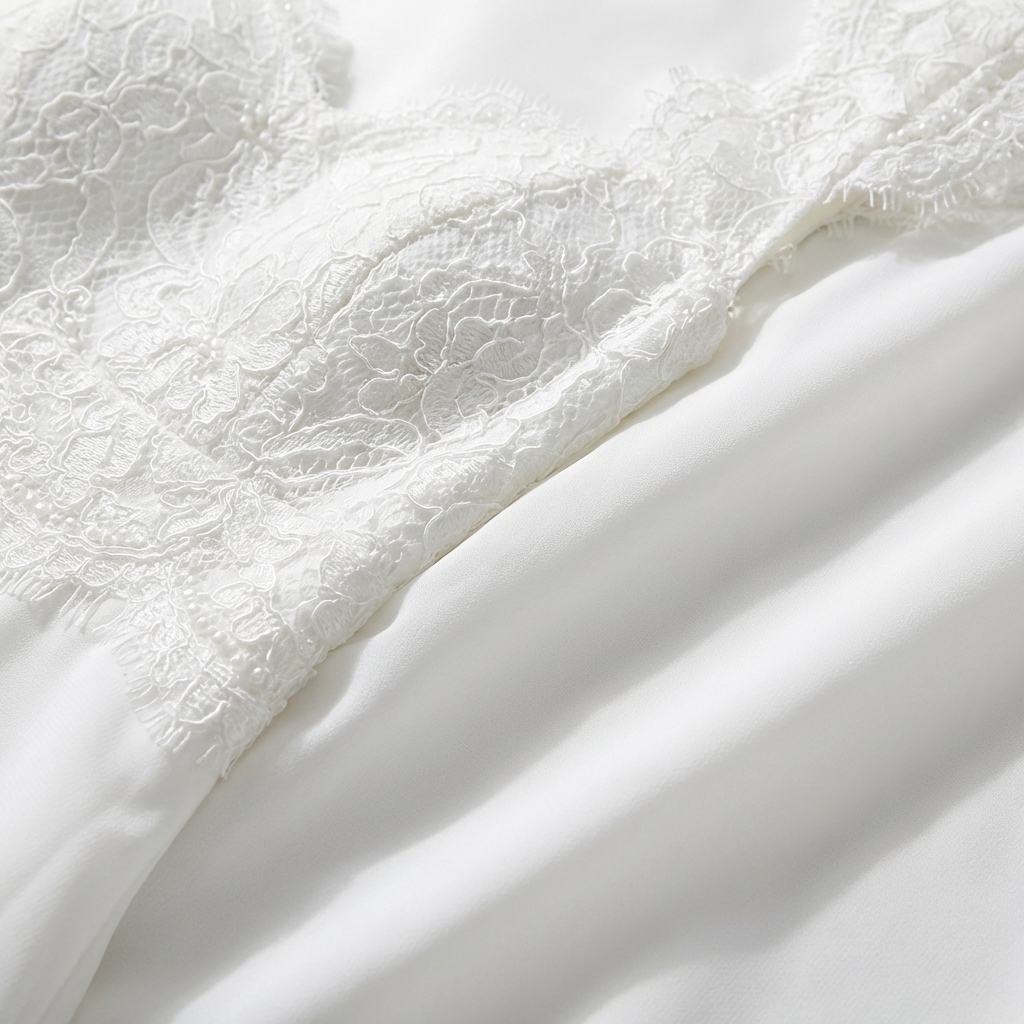Ariadna | Vestido Maxi Gasa Blanco Corpiño Encaje Manga Casquillo Mujer Nupcial
