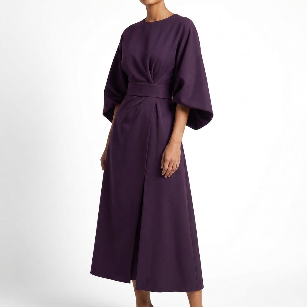 Ariadna | Vestido Midi Cruzado con Cinturón Mujer