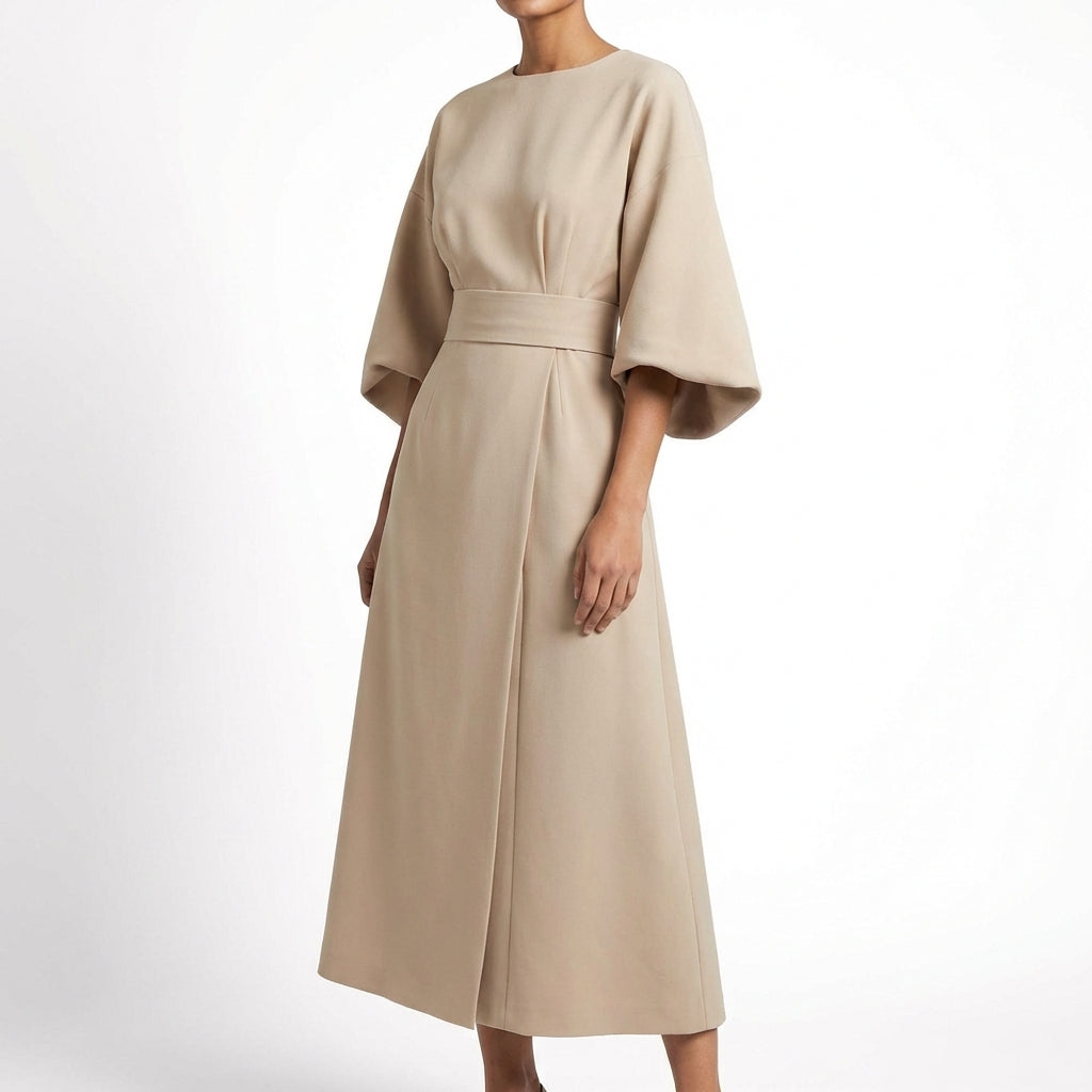 Ariadna | Vestido Midi Cruzado con Cinturón Mujer