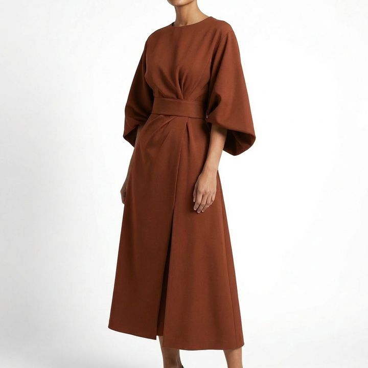 Ariadna | Vestido Midi Cruzado con Cinturón Mujer