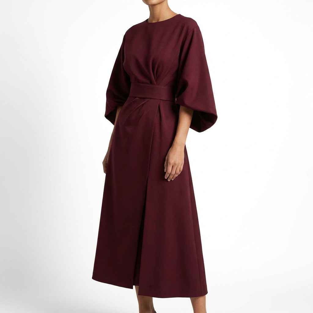 Ariadna | Vestido Midi Cruzado con Cinturón Mujer