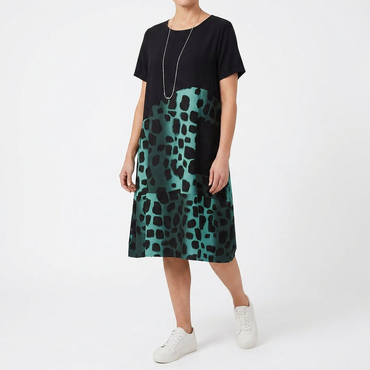 Berta | Vestido Midi Combinado Estampado Mujer Casual