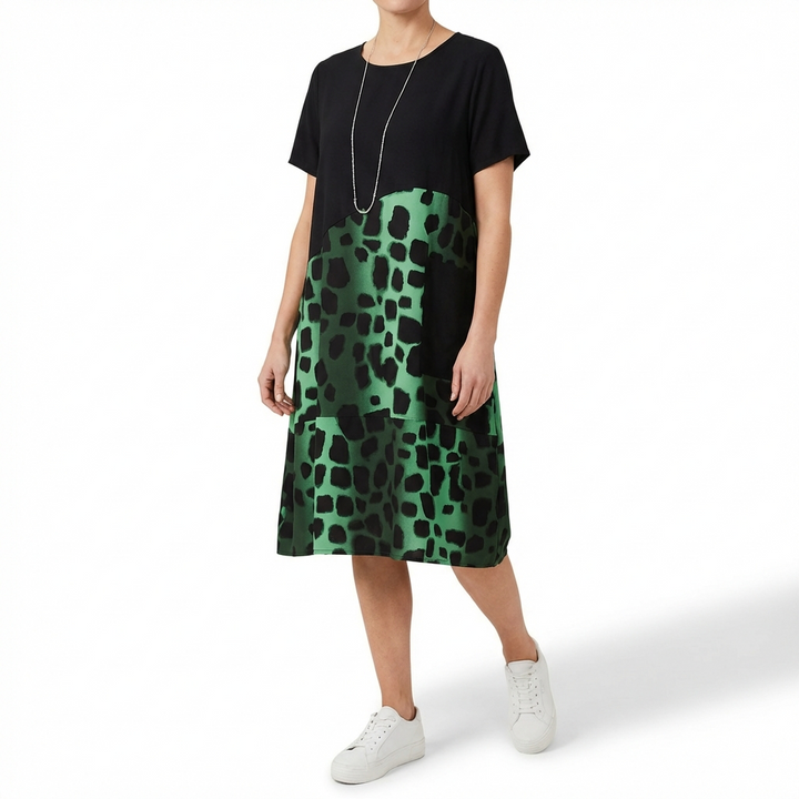 Berta | Vestido Midi Combinado Estampado Mujer Casual