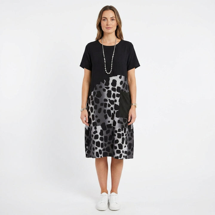 Berta | Vestido Midi Combinado Estampado Mujer Casual