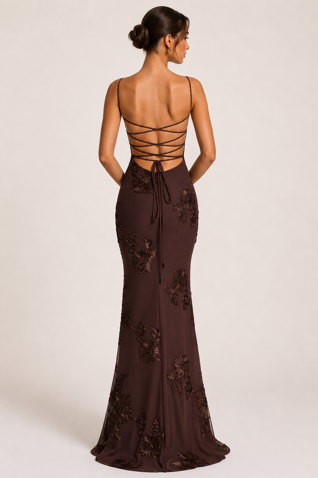 Vestido largo mujer corset elegante bordado floral - Zarelle