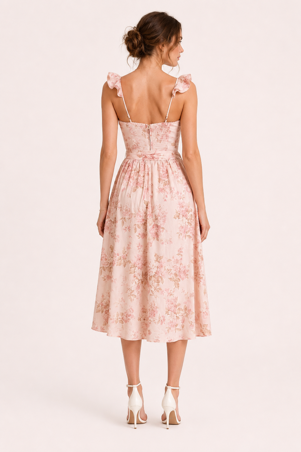 Vestido midi mujer estampado floral corset abertura lateral - Käthe