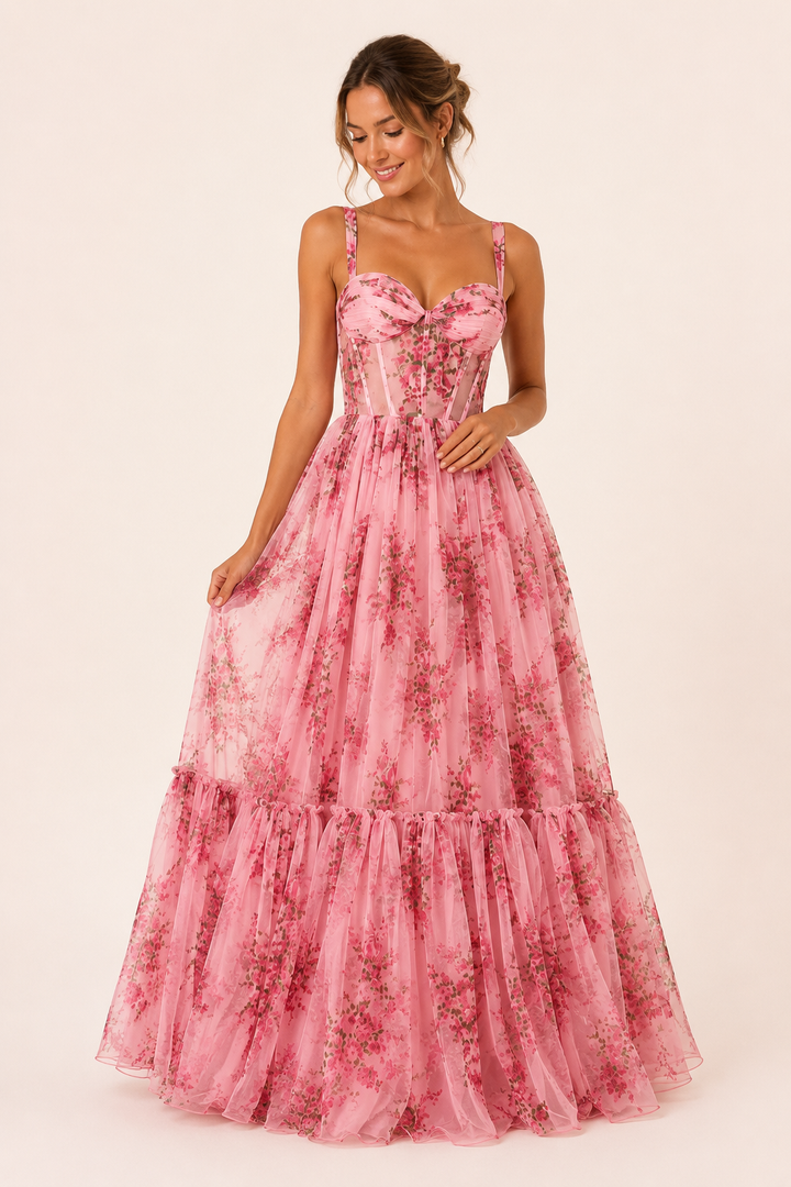 Vestido largo mujer estampado floral corset - Elira