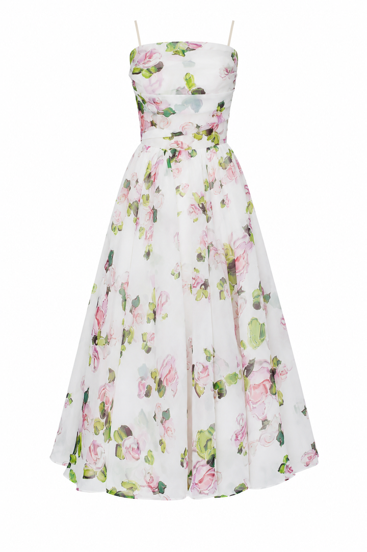 Vestido midi mujer floral estilo romántico - Elira