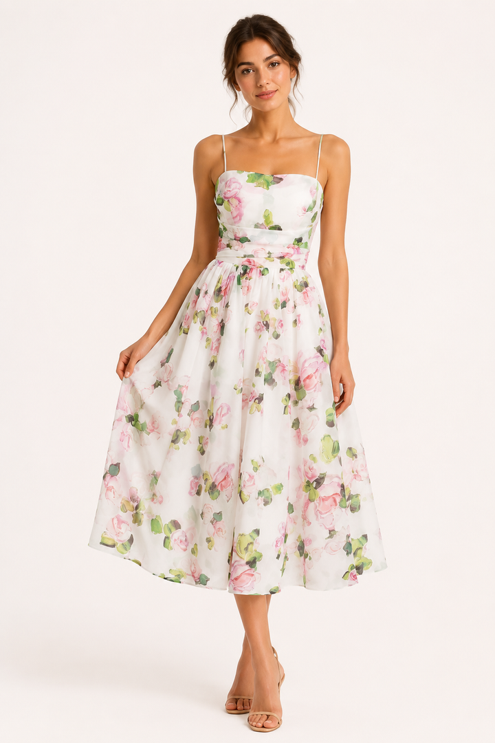 Vestido midi mujer floral estilo romántico - Elira