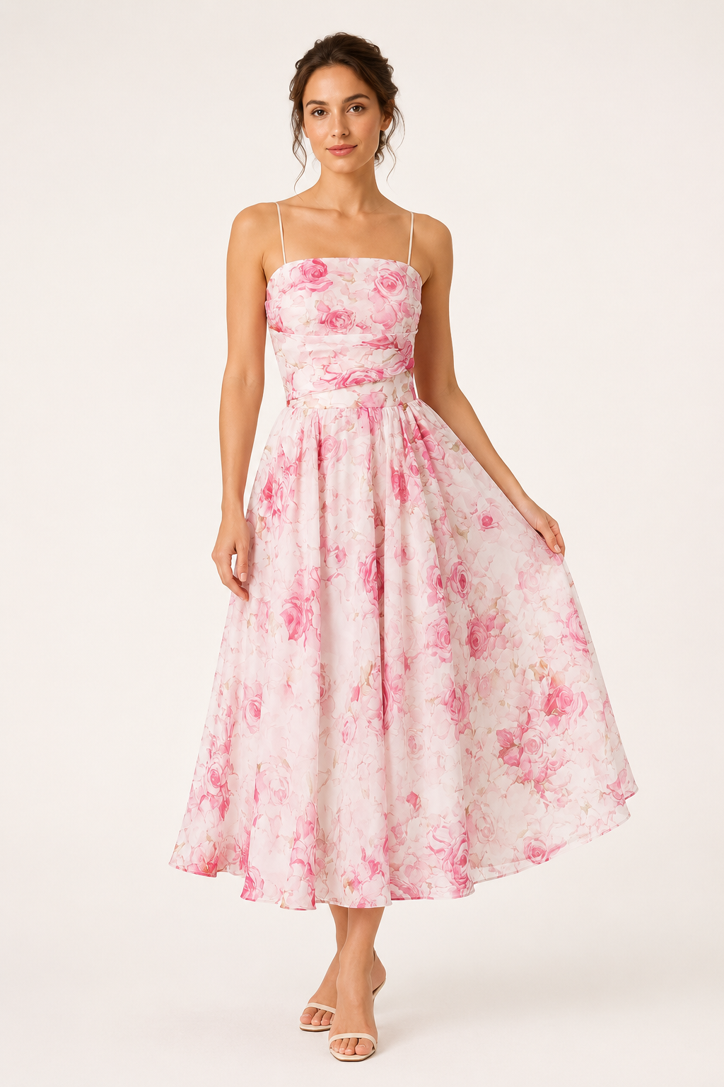Vestido midi mujer floral estilo romántico - Elira