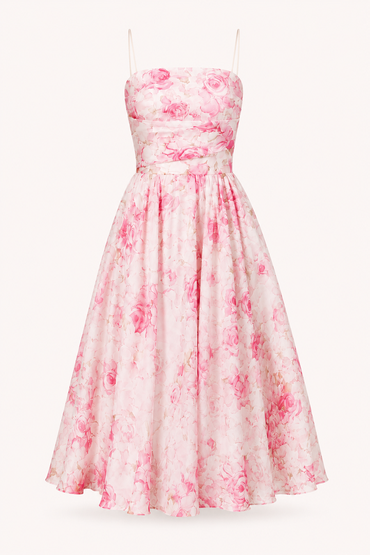 Vestido midi mujer floral estilo romántico - Elira