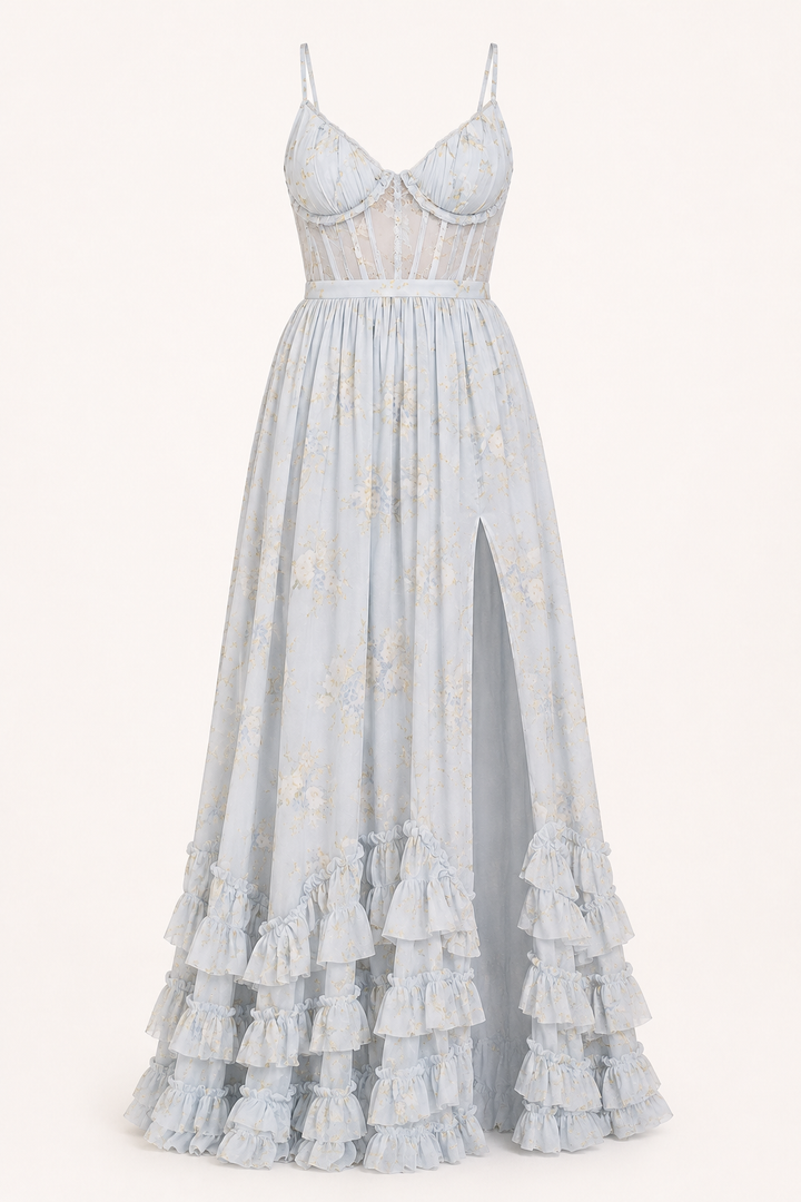 Vestido largo fiesta mujer floral elegante - Elara