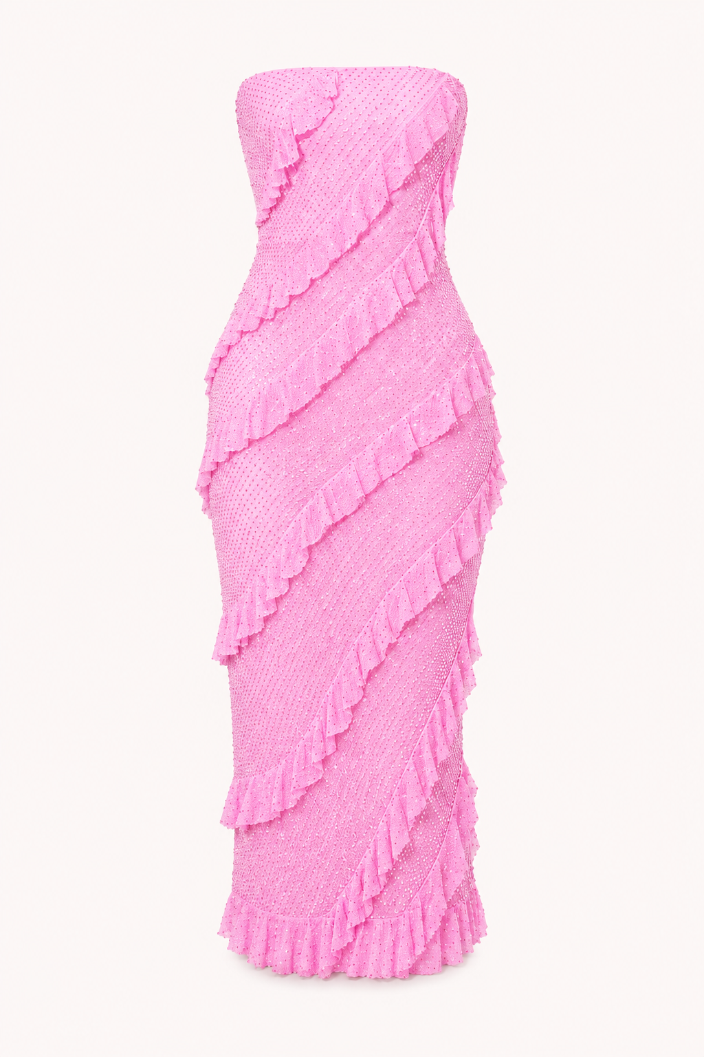 Vestido midi strapless mujer con volantes - Yina