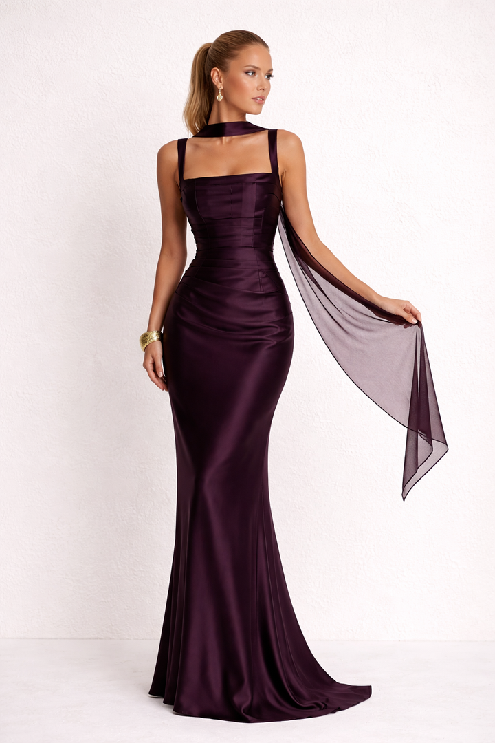 Vestido largo elegante mujer de corte ajustado sin mangas - Astrid