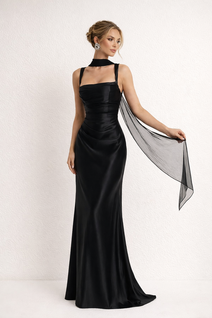Vestido largo elegante mujer de corte ajustado sin mangas - Astrid