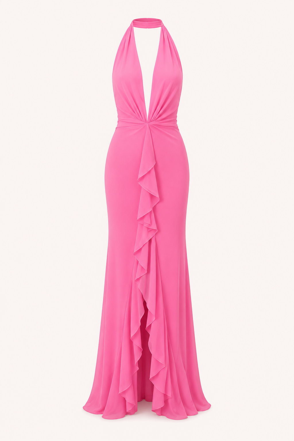 Vestido largo halter abertura frontal mujer - Romy