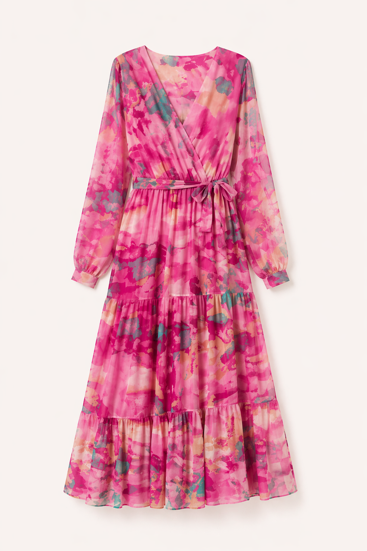 Vestido midi floral manga larga mujer primavera - Paola