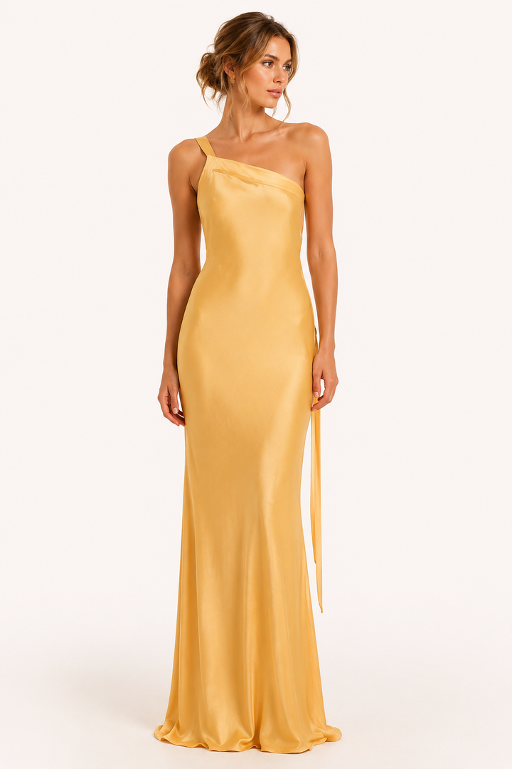 Vestido largo un hombro mujer asimétrico - Annelie