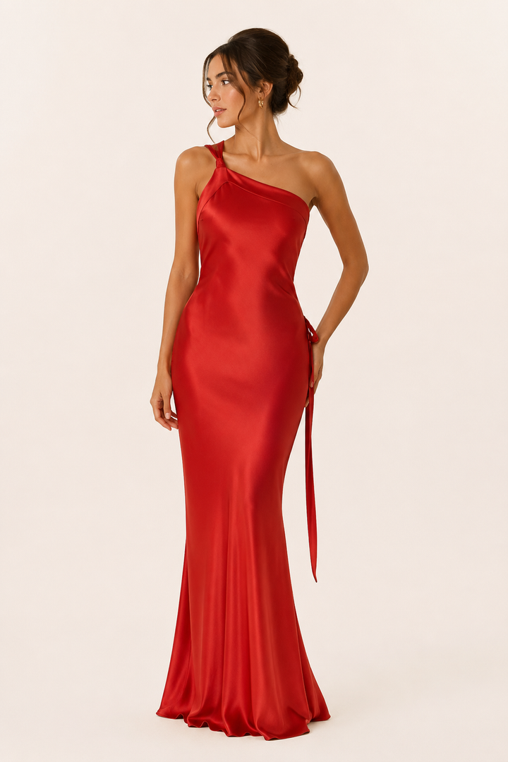 Vestido largo un hombro mujer asimétrico - Annelie